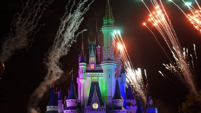 disney castle at night